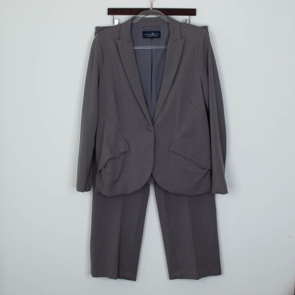 Elizabeth & Clarke Unstainable Collection Gray Pant‎ Suit Size 18 Blazer Set